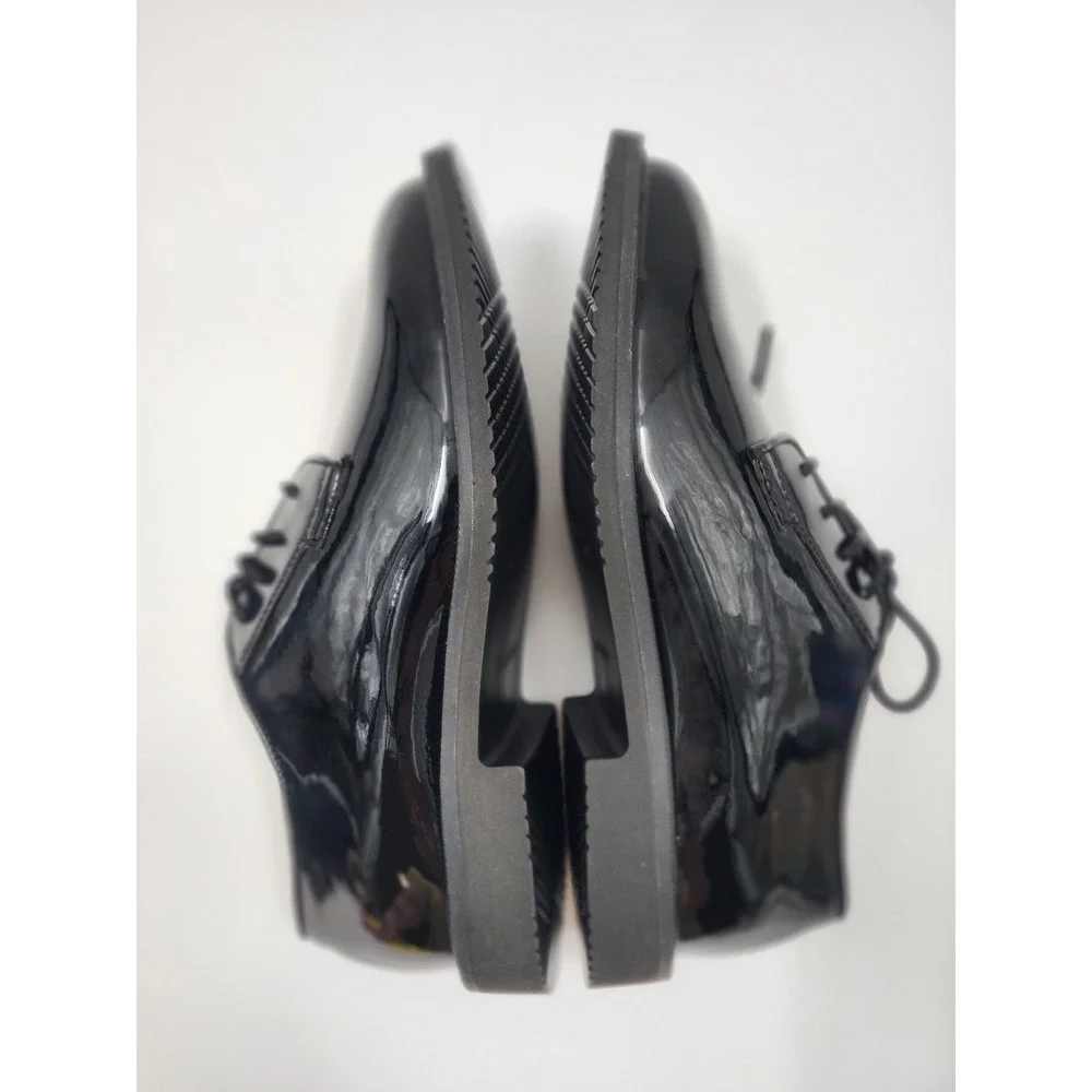 Bates High Gloss Oxford Mens 7.5 Black Uniform Dress Shoes E07842 Slip Resistant